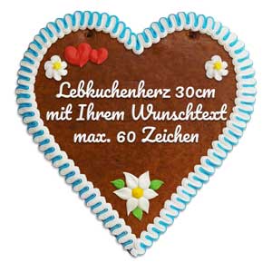 Lebkuchenherz mit Wunschtext 30cm